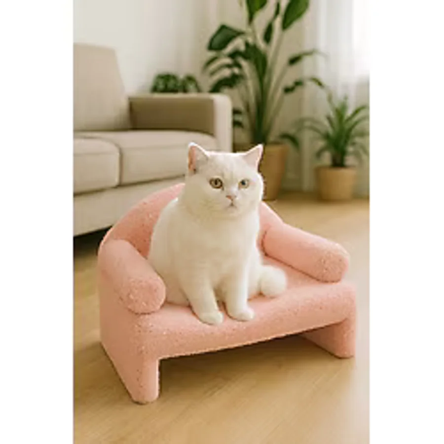 Reyo Pet Peluş Kedi Oturma Koltuğu Kedi Yatağı Pembe