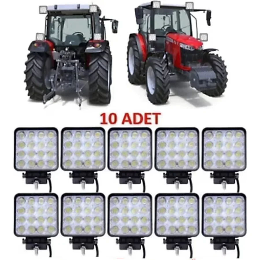reyoto 10 Adet Off Road Beyaz Işık Sis Farı Lambası 16 Led Kare