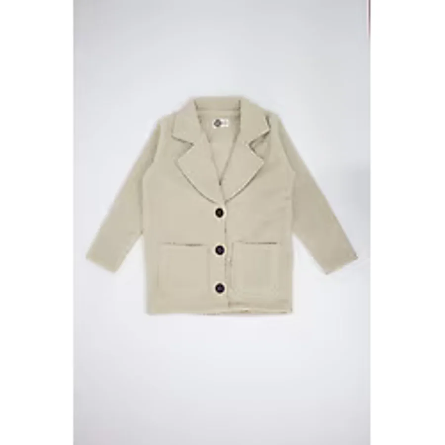 RG Brand Genç Ceket Yaka Düğmeli Kaban - 10 - 11 Yaş - Ekru