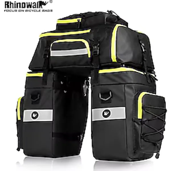Rhinowalk 65L Bisiklet Arka Bagaj Çantası - Üçlü Çanta Seti - %100 Su Geçirmez Heybe ve Seyahat Çantas