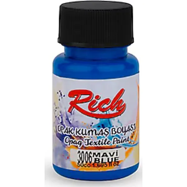 Rich 3006 Mavi 50 cc Opak Kumaş Boyası