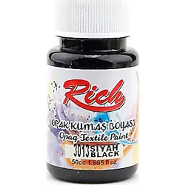 Rich Akrilik Kumaş Boyası 3013 Siyah 50 Cc.