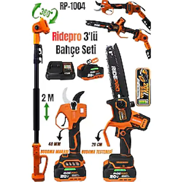 Ridepro RP-1004 3'lü Budama Seti Makas+Testere+Teleskopik Kol