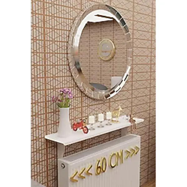 Risingmaber Beyaz Montajsız Petek Üstü Metal Raf, Kalorifer Peteği Raf Dresuar Uçan Raf 60 Cm Mt98b