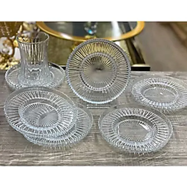 Riva 6 Lı Cam Çay Bardağı Altlığı Elysia Bardak Ile Uyumlu