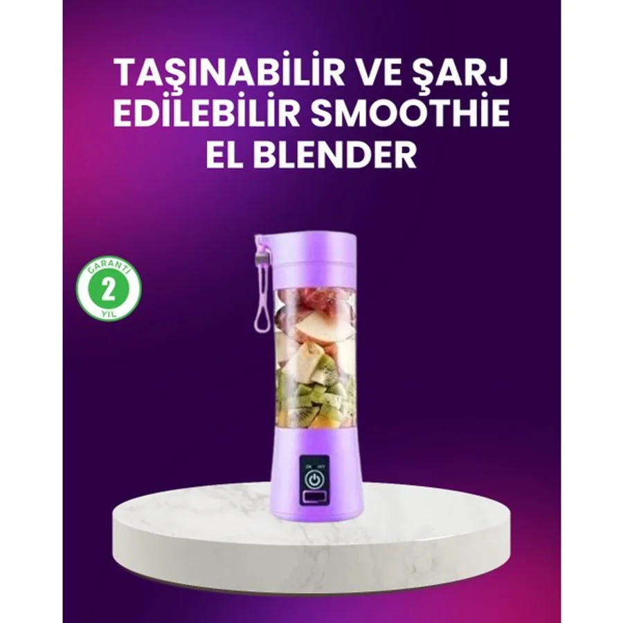 Rivera Tech Rvrhb Taşınabilir Şişe Blender 380ML Şarjlı Spor Smoothie Shake Karıştırıcı - Ahşap