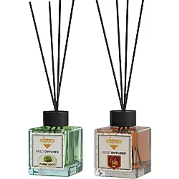 Rivola 2 Adet Premium Oda Kokusu Sandal Ağacı - Amber Reed Diffuser - Uzun Süre Kalıcı Koku - Bambu Çubuklu Ev, Ofis, Banyo Ortam Kokusu - SANDALAĞACI/AMBER