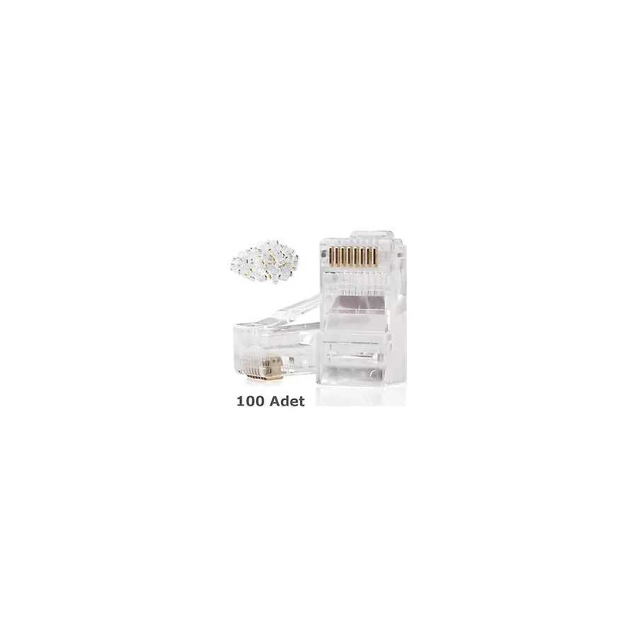 RJ45 CAT6 Altın Uçlu Jack Konnektör 100 Adet