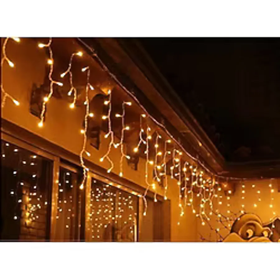 Rkm Store 8 Fonksiyonlu Saçak LED 16 Sarkıt LED Eklenebilir LED Süsleme LED Peri LED Işık Ledli Işık Yılbaşı LED Yılbaşı Işık Yılbaşı(4 Metre) - Gün Işığı