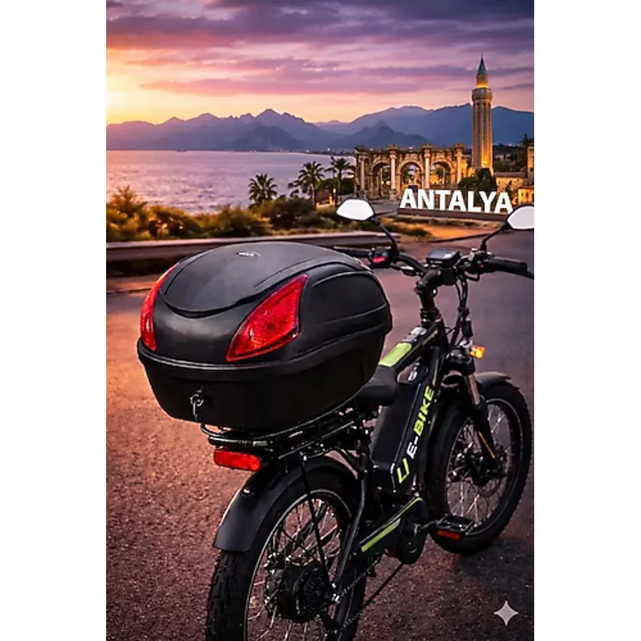 RKS Motorsiklet Elektrikli Bisiklet Port Bagaj Kilitli Siyah motorsiklet e-bike port çanta 17 litre
