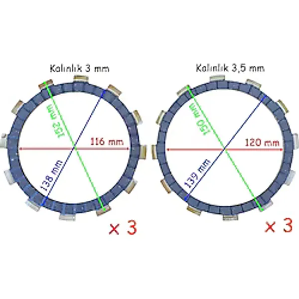 Rks R250 Debriyaj Balatası 3+3