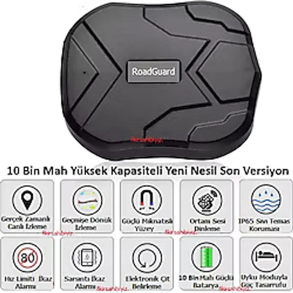 Roadguard 10 Bin Mah Gps Otomobil Motosiklet Araç Takip Cihazı Canlı Izleme - 10,5 - Siyah