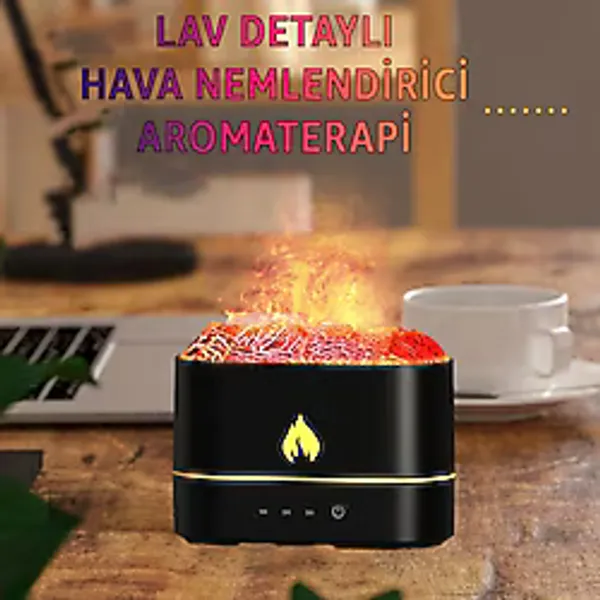 Robeve Alev Efektli Aroma Difüzörü & Hava Nemlendirici - Beyaz Gürültü ve Bluetooth Hoparlörlü - 7 Renk LED Işıklı, Zaman Ayarlı, Sessiz Çalışan Dekoratif Difüzör Buhar Makinesi