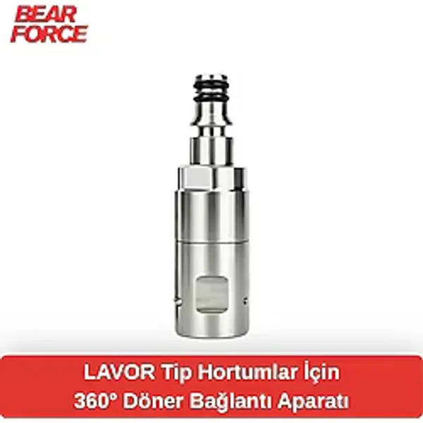 Robeve Bear Force 360° Döner Hortum Bağlantı Aparatı - Paslanmaz Çelik Swivel Adaptör, Bilyalı Yataklı Basınçlı Yıkama Hortum Konnektörü - Lavor Uyumlu - Metal