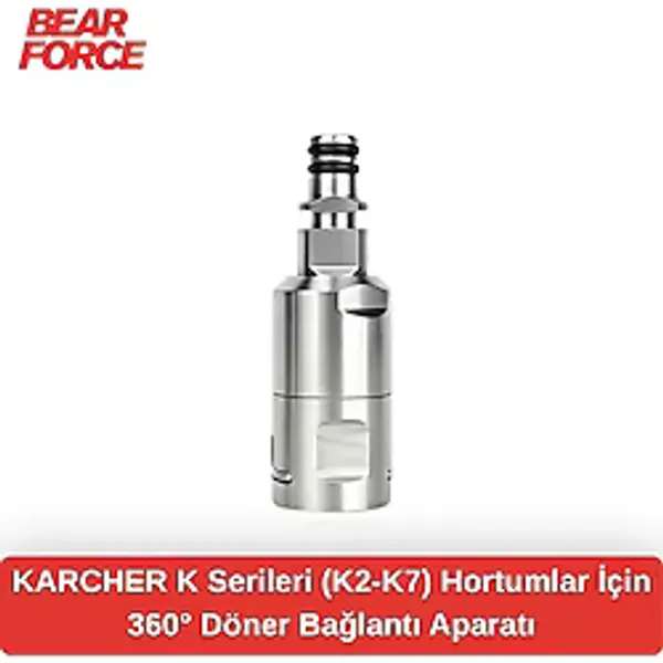 Robeve Bear Force 360° Döner Hortum Bağlantı Aparatı - Paslanmaz Çelik Swivel Adaptör, Bilyalı Yataklı Basınçlı Yıkama Hortum Konnektörü - Karcher K Serisi Uyumlu - Metal