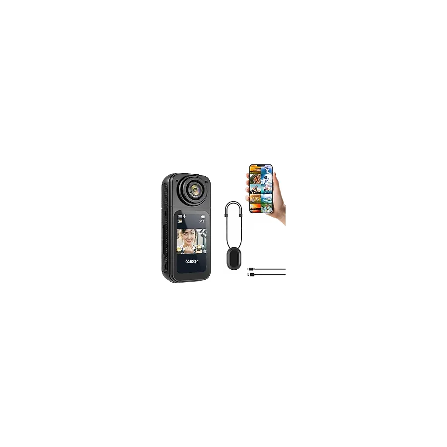 Robeve Mini Taşınabilir Aksiyon Kamera - 2.7k Ultra Hd Video, 180° Döner Lens, Wi-Fi Bağlantılı, 1.47 Hd Ekran, Kompakt Vlogging & Spor Kamerası Mıknatıslı - Siyah
