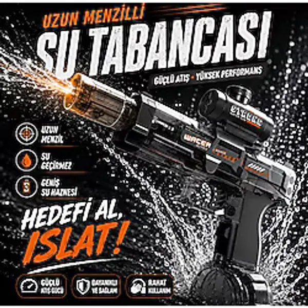Robeve Şarjlı Otomatik Su Tabancası Oyuncak Şarjlı Geniş Su Hazneli Gerçekçi Geri Tepme Efektli Su Silahı - Yaz Eğlencesi, Havuz Oyuncağı Bahçe Oyuncağı İçin Eğlenceli Şarjlı Su Tabancası Oyuncak - Si