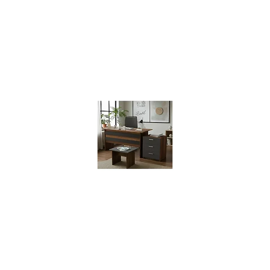 Robin Home Verona ABC Ofis Büro Masa Takımı Ofis Masası + Keson + Ofis Sehpası Kahverengi