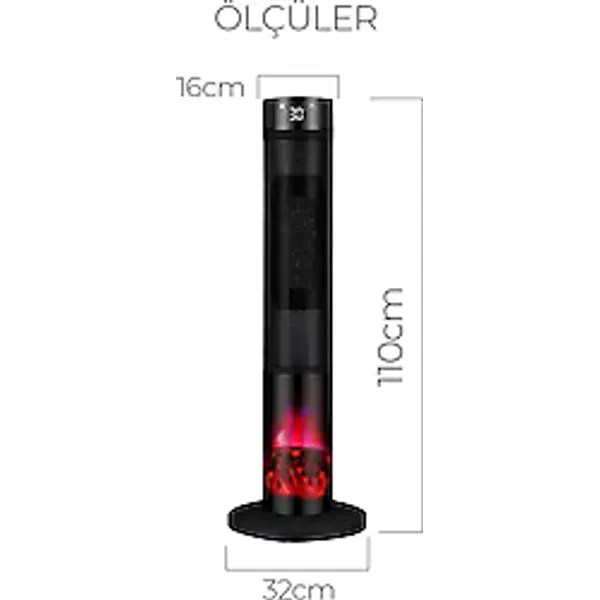 Robo 2000 W Şömineli Kule Tipi Isıtıcı