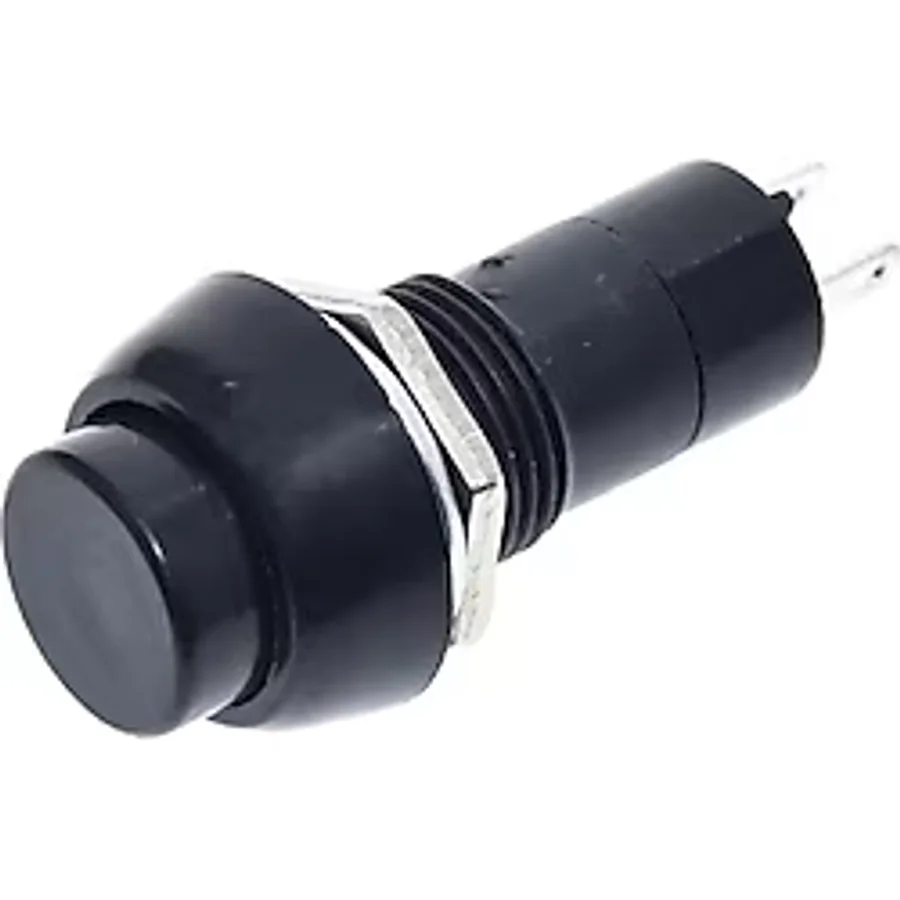 Robo90 MR-186 12mm SİYAH KALMASIZ PUSH BUTON PLASTİK (PBS11B) YAYLI