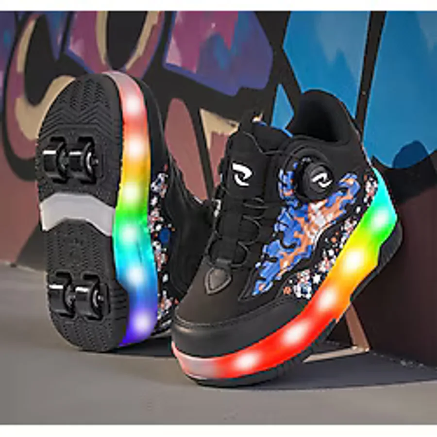 Rocky Sport Flames Çocuk Patenli, Işıklı Rahat Siyah-Saks ve Günlük Ayakkabı&sneaker Yeni Model Tarz Patenli Kaykay Ayakkabı - 34