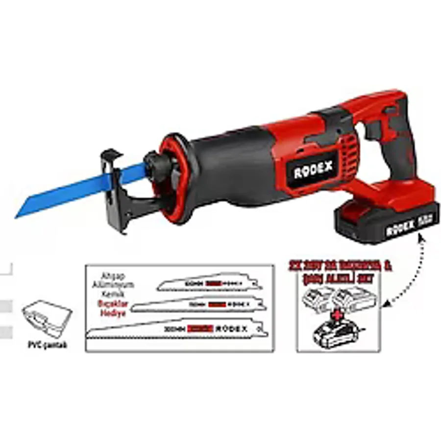 Rodex 9072 Çift Akülü Tilki Kuyruğu Testere 2X20V 2AH (Çantalı)
