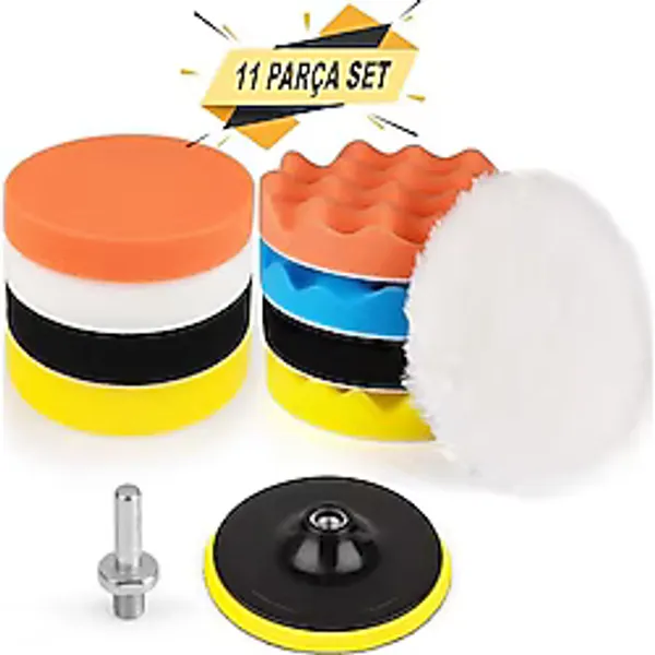 Rodex Pasta Cila Polisaj Süngeri Pedi Seti 115 Mm Otomotiv Parlatıcı 11 Parça