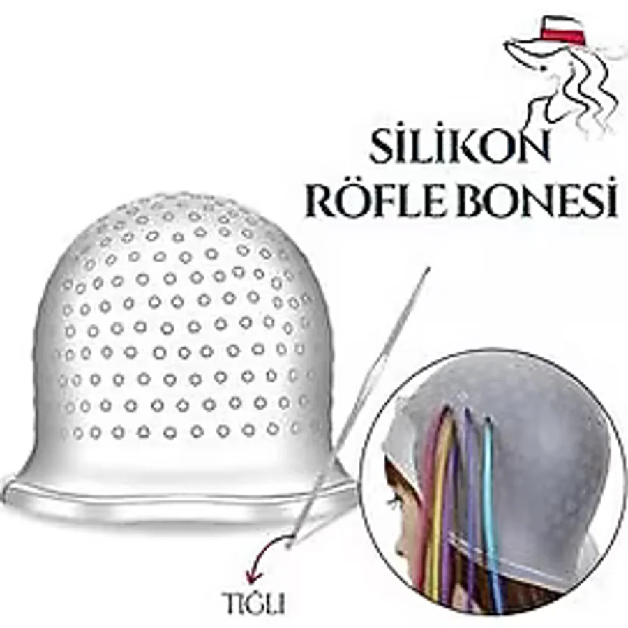 Roesia Rose Cosmetics Beyaz Silikon Saç Boyama Röfle Bonesi Fırça ve Tığ Aparat ile 1 Adet