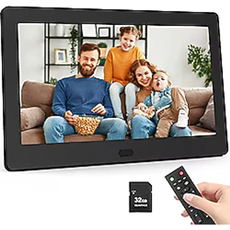 Rokurokuroku Dijital resim çerçevesi, 7 inç, 32 GB SD kartlı, elektronik resim çerçevesi, 1920 x 1080 IPS büyük ekran uzaktan kumanda, oyuncu fotoğraf/video/müzik