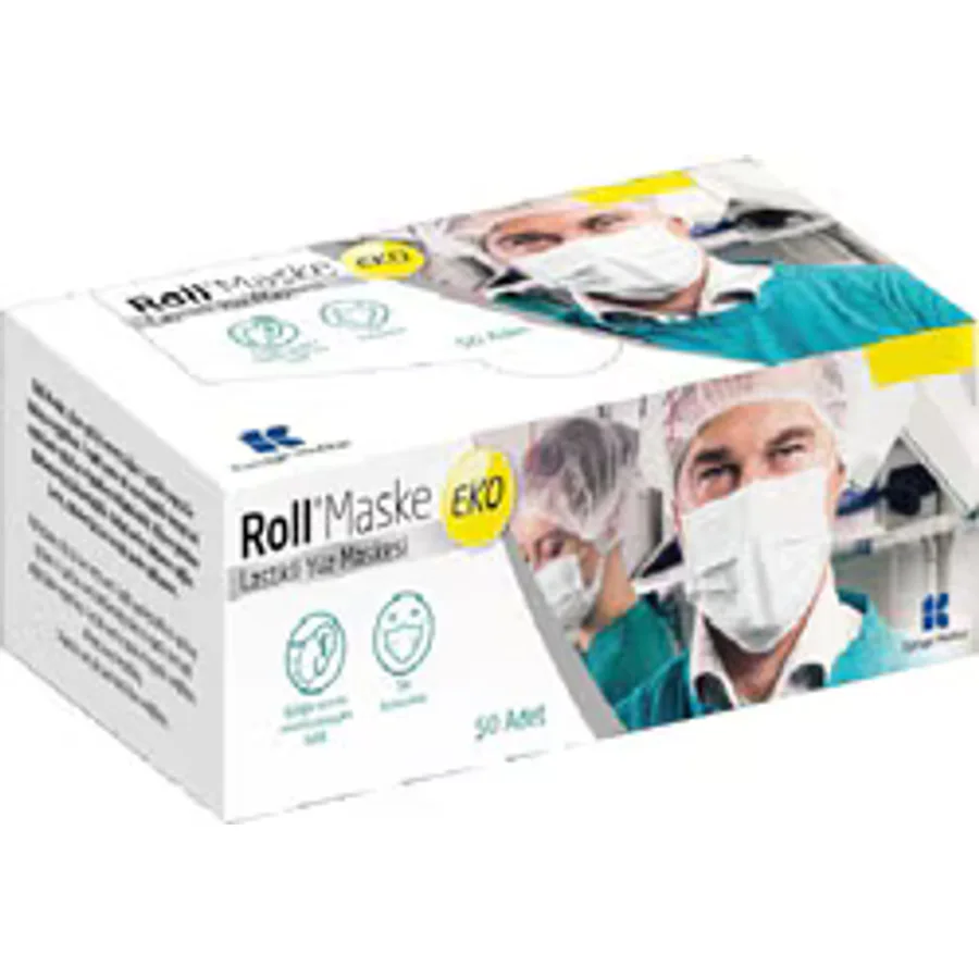 Roll Eko 3 Katlı Telli 50'li Cerrahi Maske