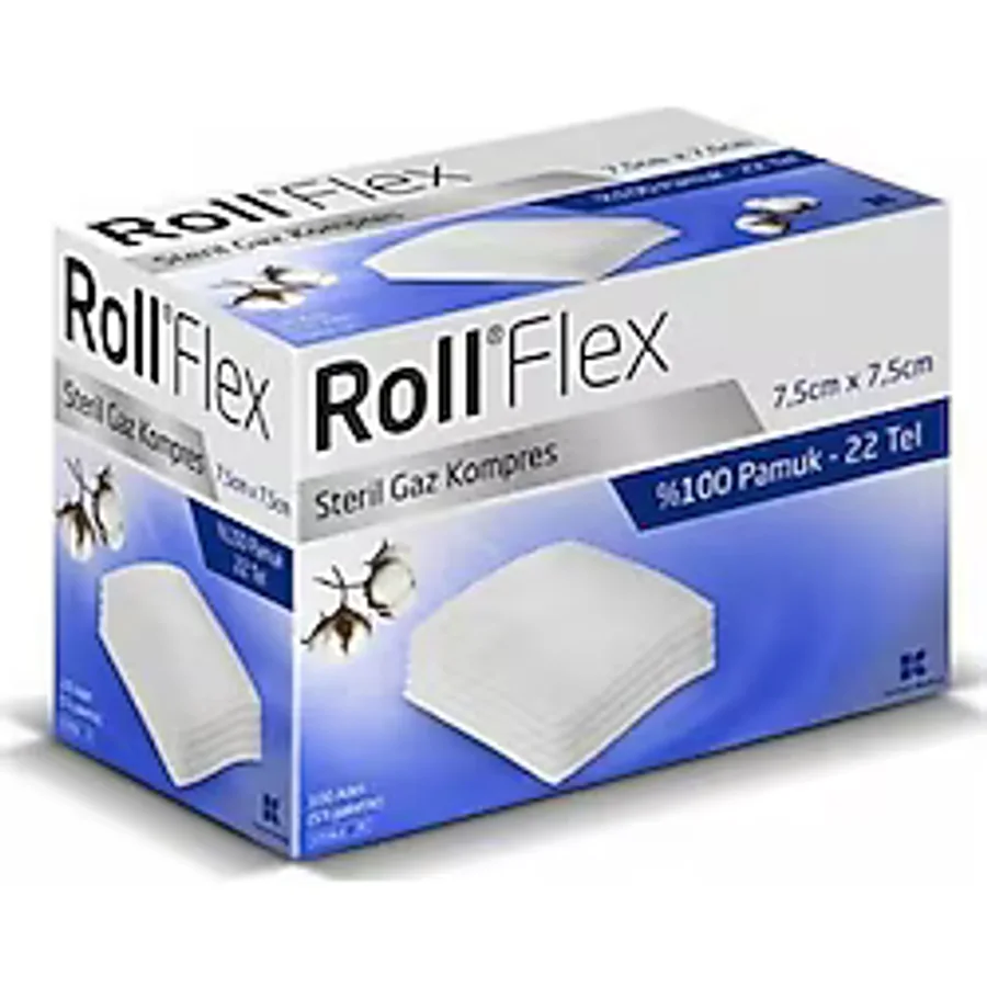 Roll Flex Steril Gaz Kompres 7.5 X 7.5 CM 4 x 100 Adet