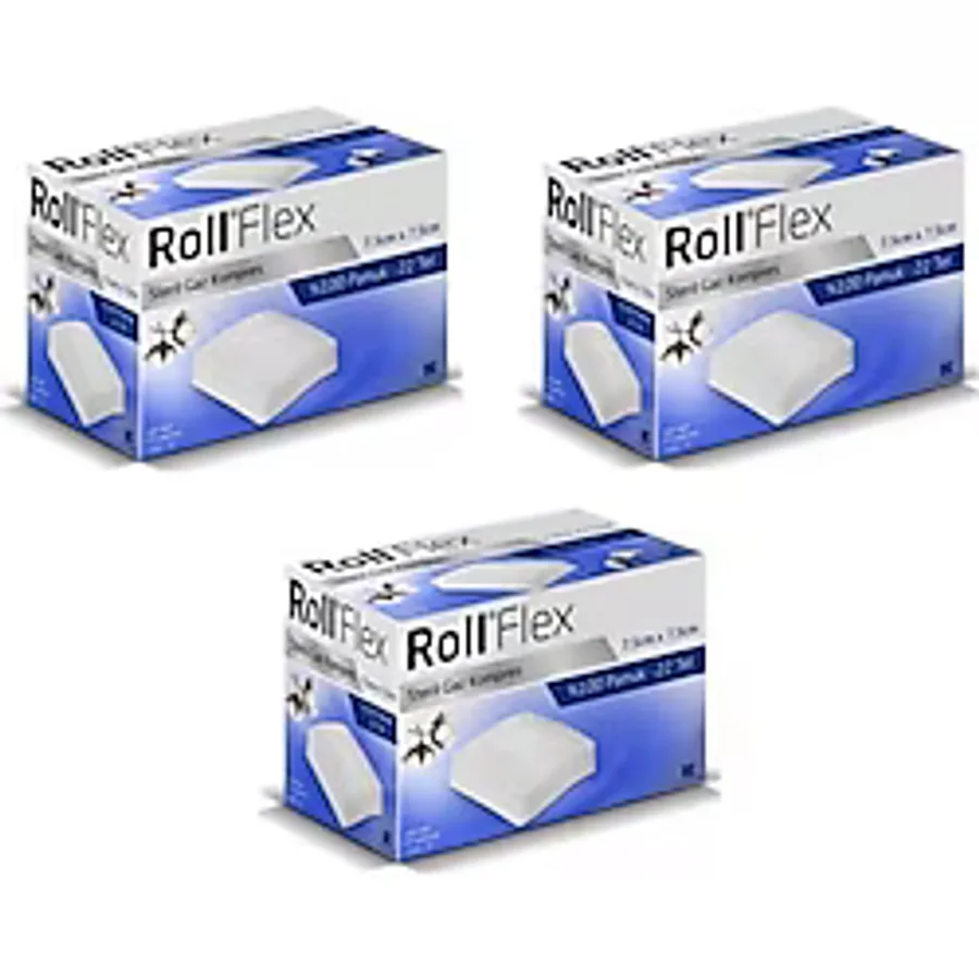Roll Flex Steril Gaz Kompres 7.5cm x 7.5cm 100'lü 3 Paket