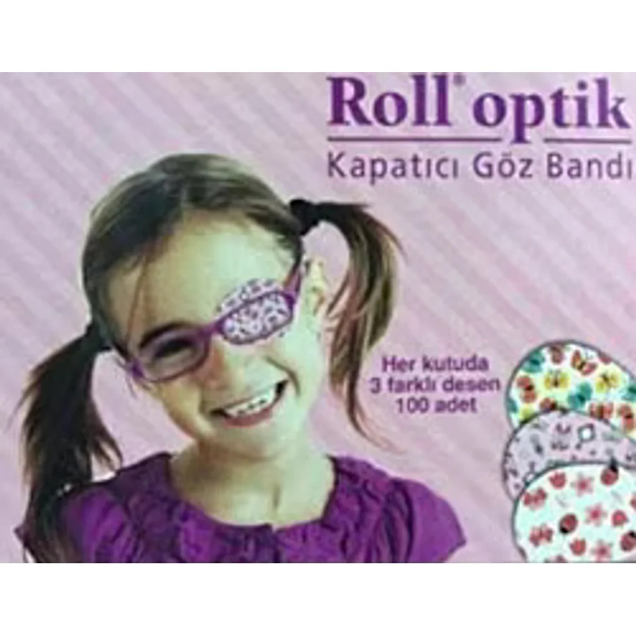 Roll Optik 3 Desenli 100'lü Kız Çocuk Göz Kapama Bandı