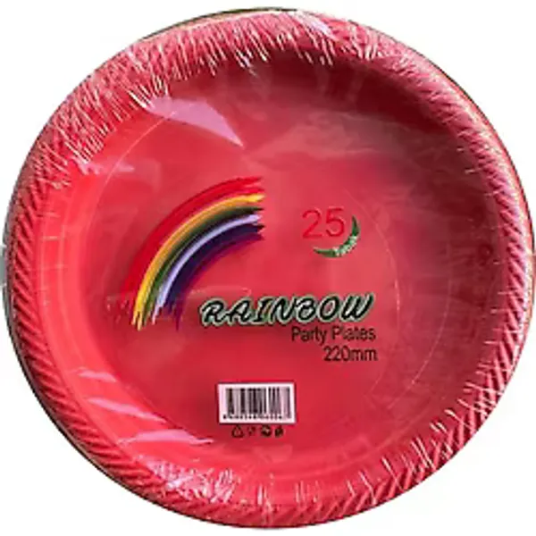 Roll-up Kullan At Renkli Kırmızı Parti Davet Plastik Tabak - 22 Cm. - 25 Adetlik Paket