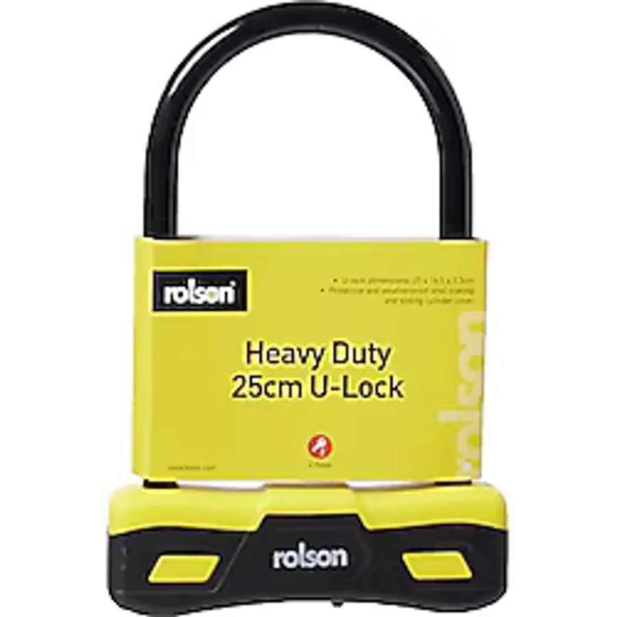 Rolson 66743 250 x 165 mm U Type Bicycle Lock , Black