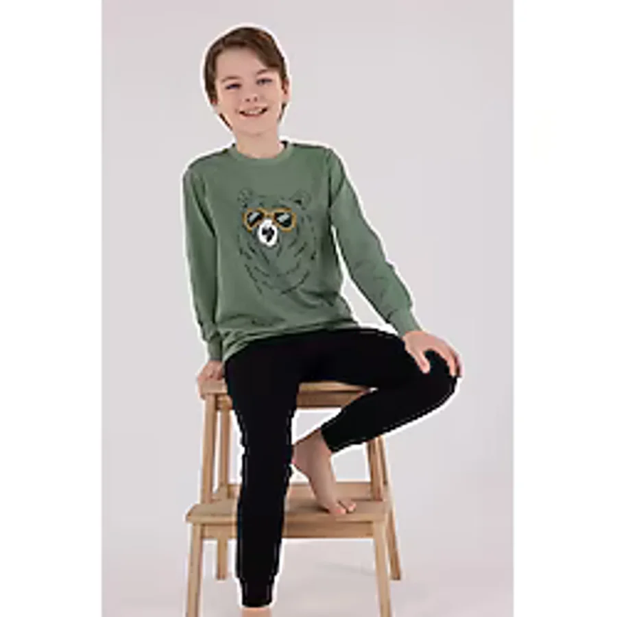 Rolypoly Erkek Çocuk Yeşil Pijama Takımı