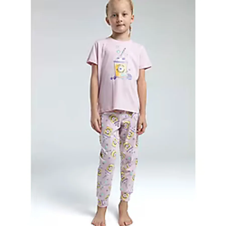 Rolypoly Kız Çocuk Pembe Kısa Kol Pijama Takım