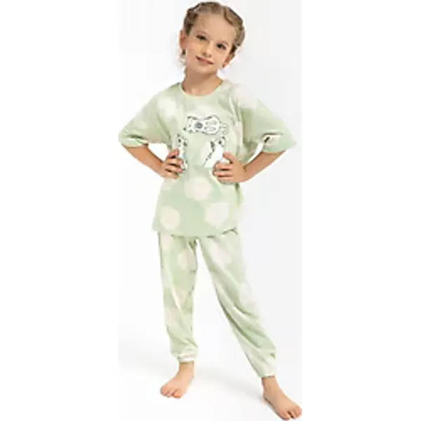 Rolypoly Kız Çocuk Yeşil Pijama Takımı - 3 - 4 Yaş