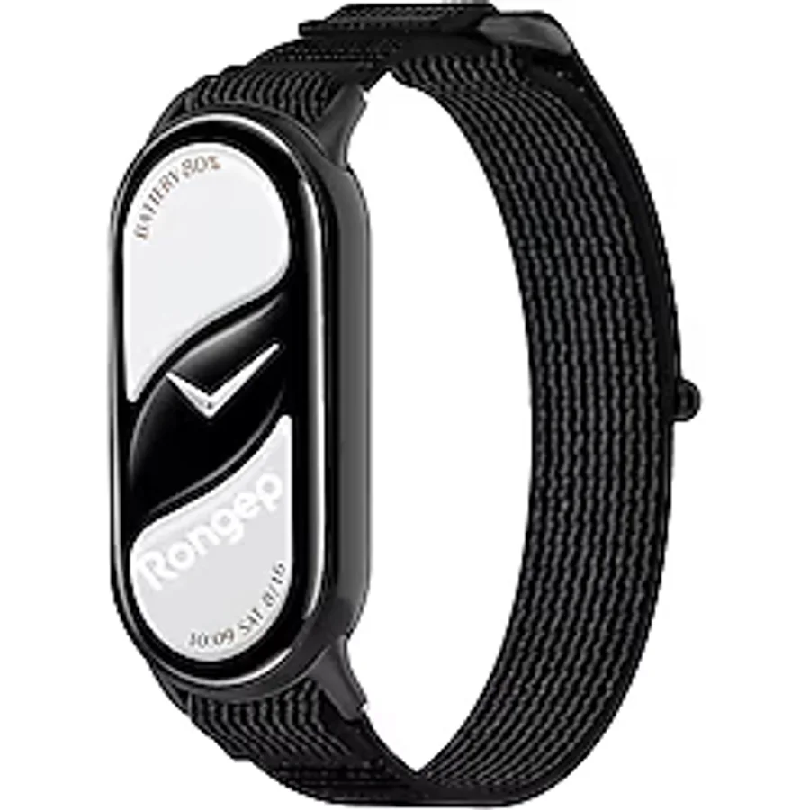 Rongep Xiaomi ile Uyumlu Mi Band 10/9/8 için Hook Loop Kumaş Kordon Terletmeyen Nefes Alan Hafif Yapılı Cildi Tahriş Etmeyen Cırt Cırt Tasarımlı Yumuşak ve Rahat Mi Band 10 Kordonu (Siyah-Gri)