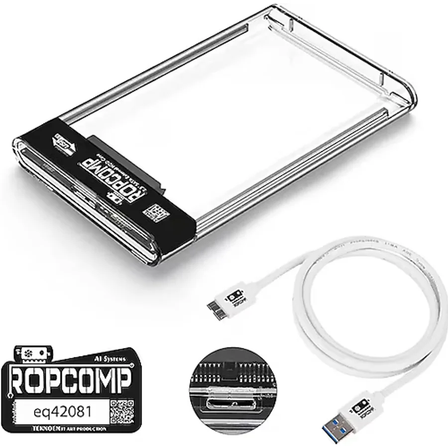 Ropcomp 2.5" Usb 3.0 Sata Harici Harddisk Kutusu Şeffaf
