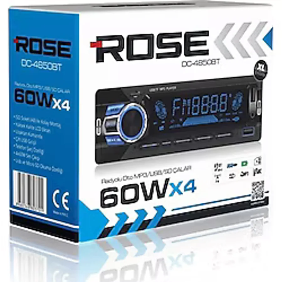 ROSE DC-4850BT MP3-USB-SD-BT Radyolu Oto Teyp 4x60W