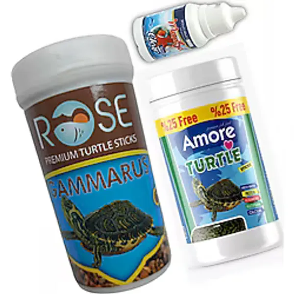 Rose Gammarus 250 Ml Turtle Sticks 125 Ml Sürüngen Su Kaplumbağası Yemi Ve Clear Berraklaştırıcı