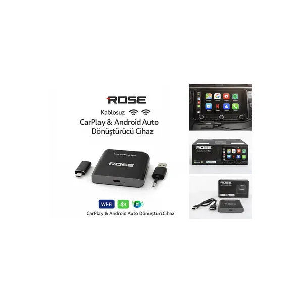 Rose Rm-432 4X32gb Auto Android Box-Kablosuz Carplay & Android Auto Dönüştürücü, Youtube, Netflix