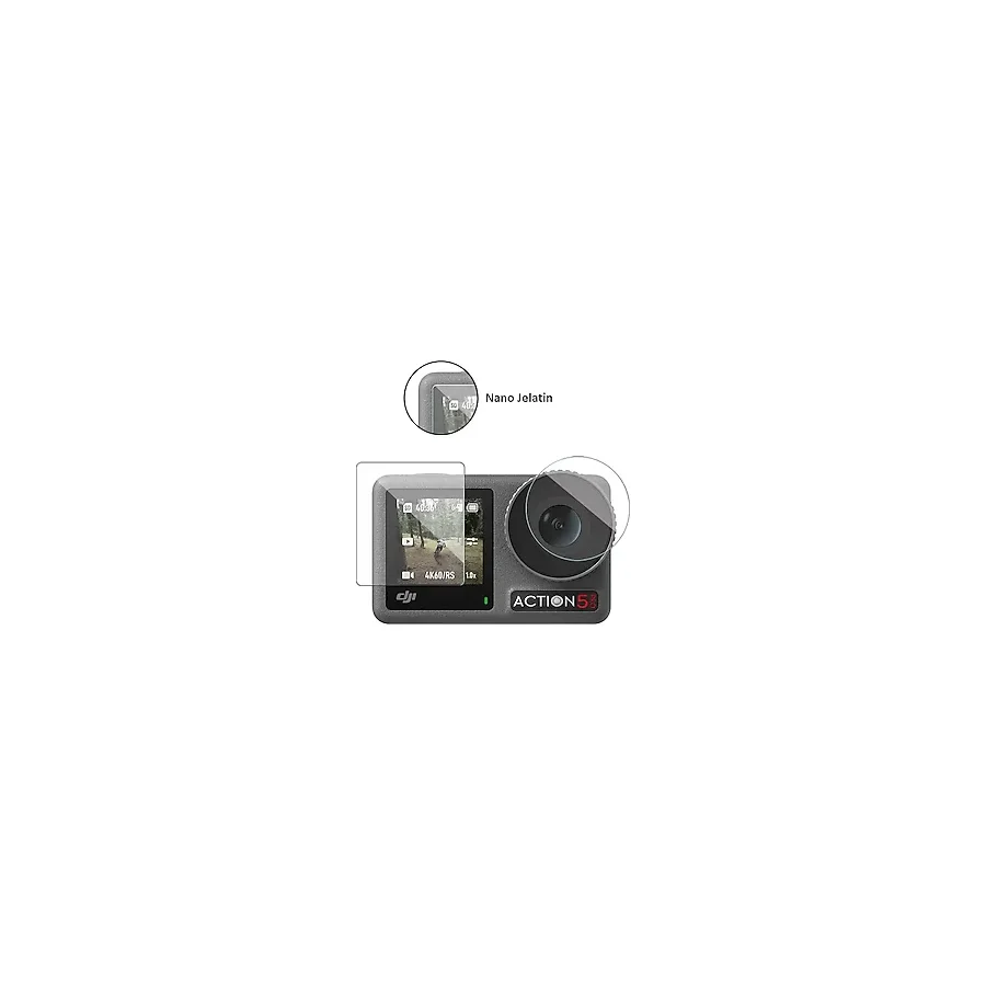 Rova DJI Osmo Action 5 Pro Uyumlu Şeffaf Ekran koruyucu Nano Jelatin
