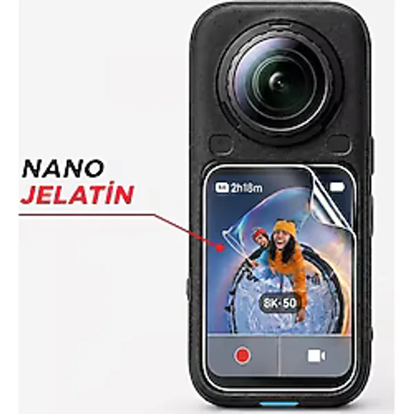 Rova INSTA360 X6 Aksiyon Kamera Uyumlu 3 Adet Şeffaf Ekran Koruyucu Nano Jelatin