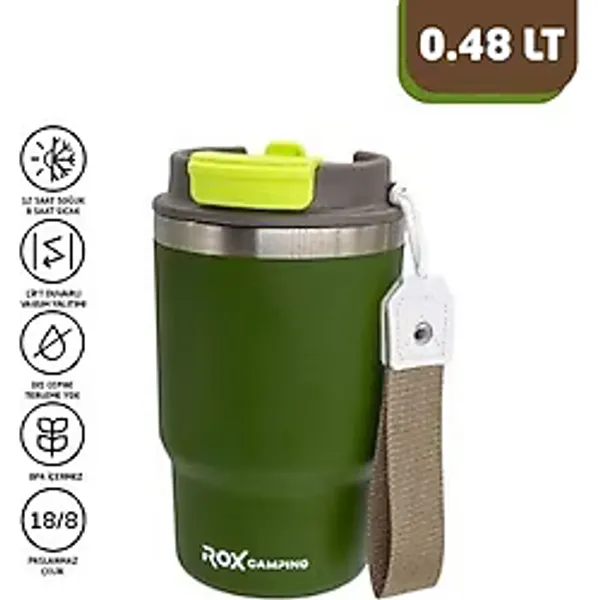 Rox Camping 0194 Pipetli Kahve Termosu 0.48 Lt - Yeşil