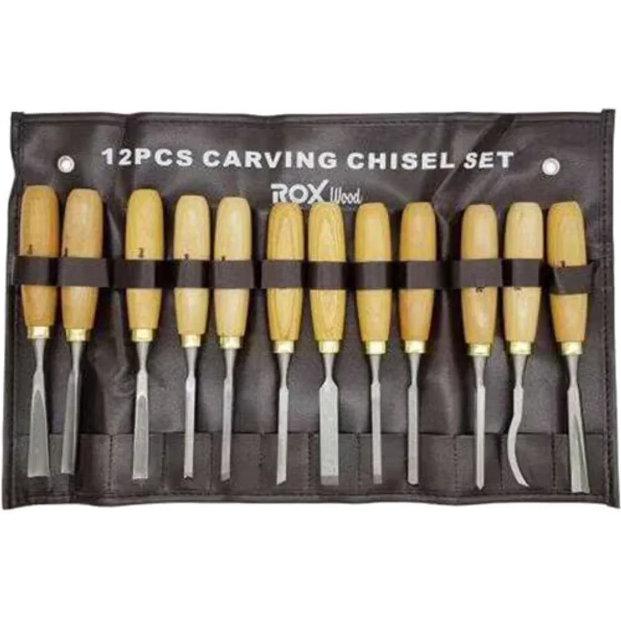 Rox Wood 15399086 12 Parça Ahşap Kutulu Oyma Iskarpela Seti
