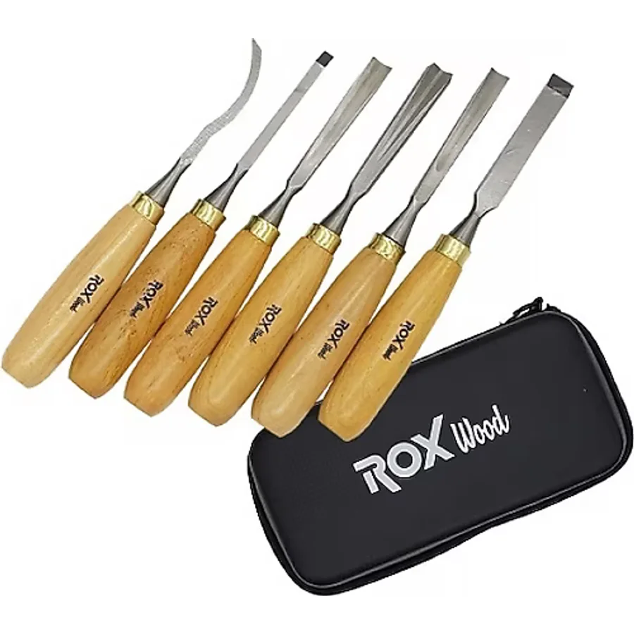 Rox Wood 6 Parça Neopren Çantalı Ahşap Oyma Iskarpela Seti
