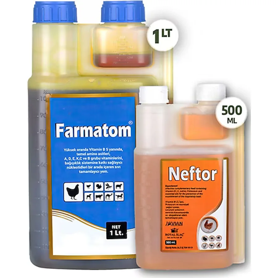 Royal İlaç 1 lt Farmatom Vitamin + 500 ml Neftor Hırıltı 2'li Set
