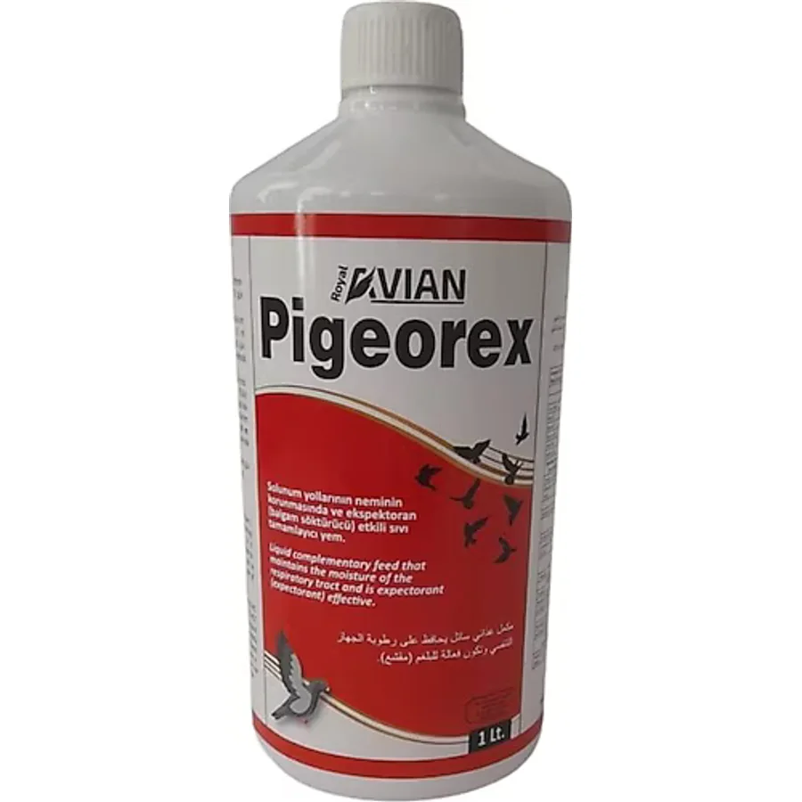 Royal İlaç Pigeorex 1 lt Güvercin ve Kafes Kuşlarında Hırıltı Nefes Açıcı Tamamlayıcı Yem